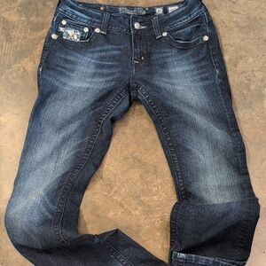 Miss Me Blue Boot Cut Jeans with Classic Fading